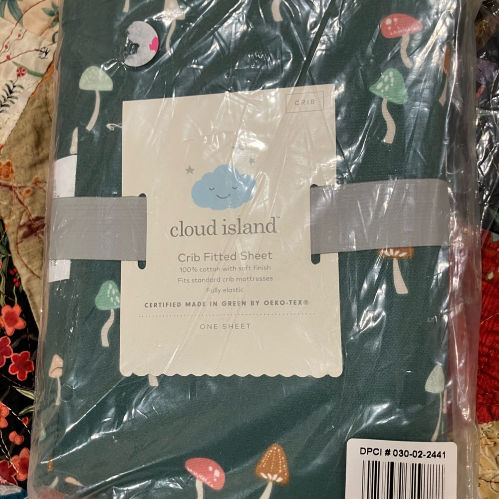 Cloud Island Crib Sheet with Mushrooms